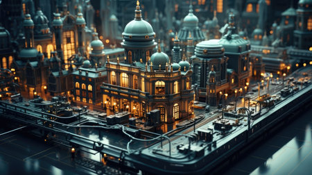 a model of a city with buildings and towersの素材