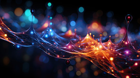 a colorful glowing lines and dotsの素材