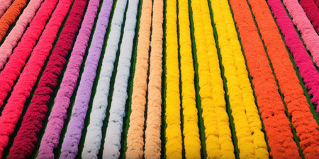 rows of colorful flowers in rowsの素材
