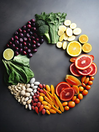 a circle of fruits and vegetablesの素材