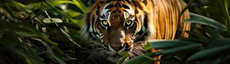 a tiger with green eyesの素材