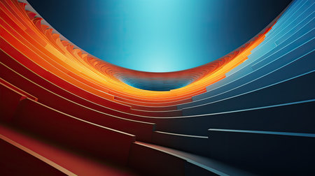 a blue and orange curved structureの素材