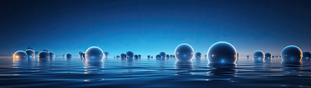 a group of bubbles floating in waterの素材