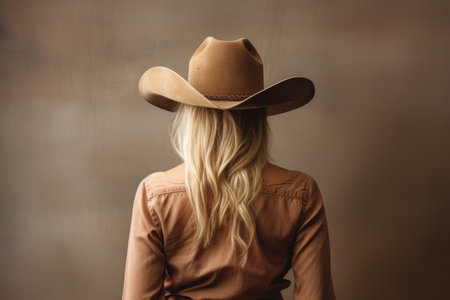 a woman wearing a cowboy hatの素材