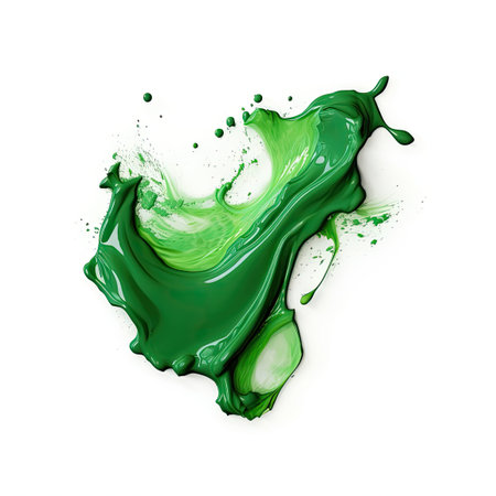 a green paint splatter on a white backgroundの素材