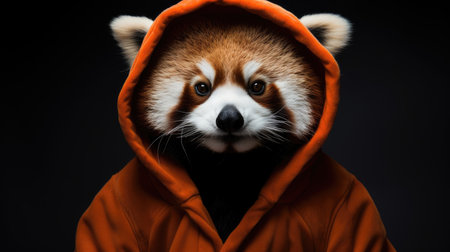 a red panda wearing a hoodieの素材
