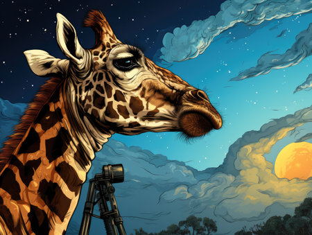a giraffe looking at the skyの素材