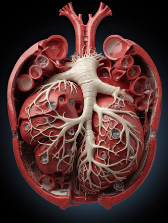 a human lungs with white veinsの素材