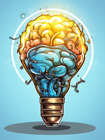 a light bulb with brain insideの素材
