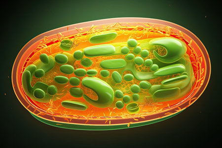 a green oval object with yellow and orange objectsの素材
