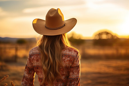 Photo for a woman wearing a cowboy hat - Royalty Free Image