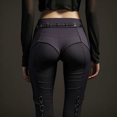 a woman wearing black pantsの素材