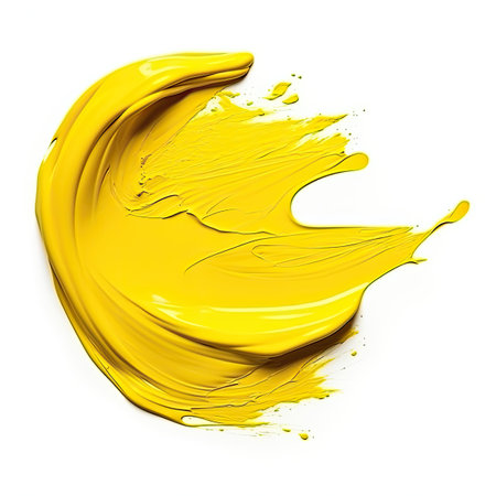a yellow paint splashing in a circleの素材