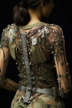 a person with a body covered in wiresの素材