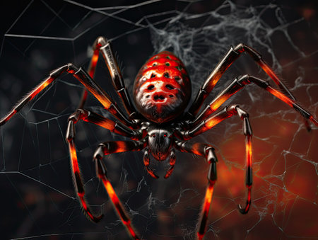 a spider in a webの素材