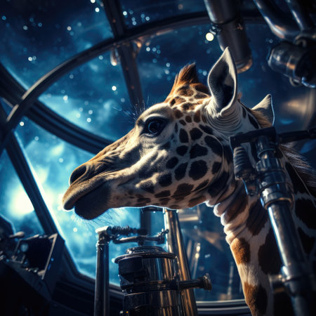 a giraffe in a glass domeの素材
