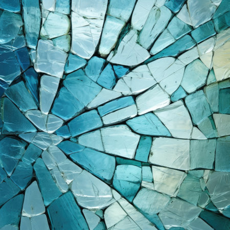 a broken glass with blue and white colorsの素材