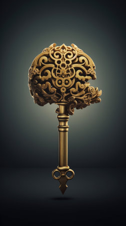 a gold object with a design on itの素材