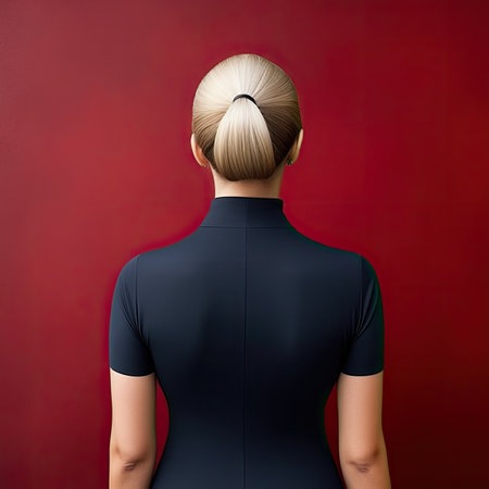 a woman with blonde hair in a black dressの素材