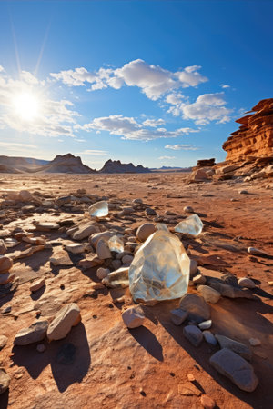 a large piece of glass in a desertの素材