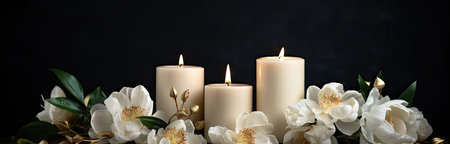 a group of candles with flowersの素材