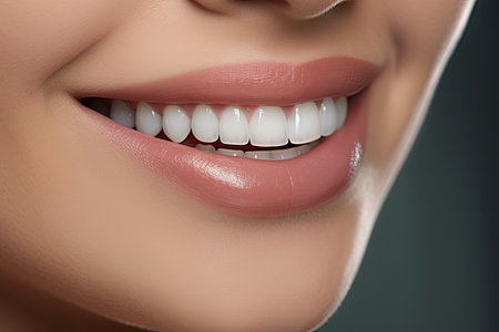 close up of a woman's mouth and teethの素材