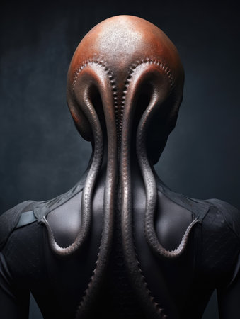 a person with an octopus tentacles on their headの素材