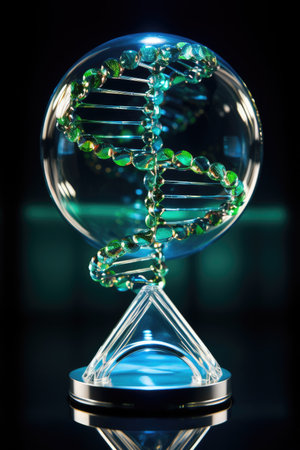 a glass dna model on a glass pyramidの素材