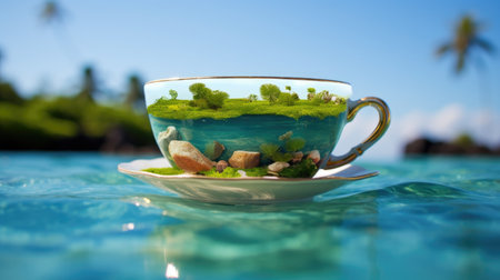 a tea cup with water in itの素材