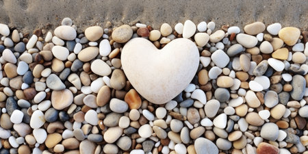 a heart shaped rock on a beachの素材
