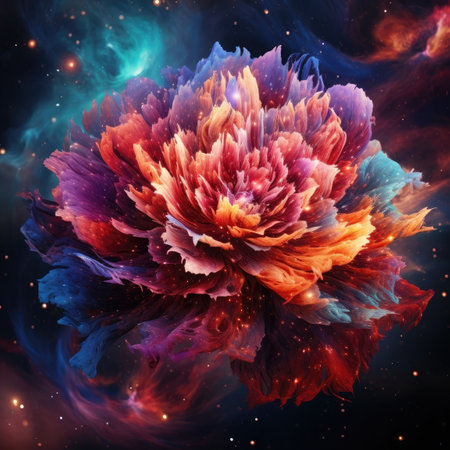 a colorful flower in spaceの素材