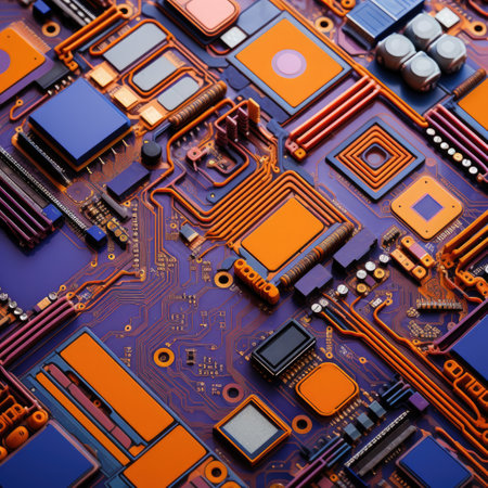 a close up of a circuit boardの素材