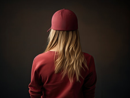 a woman wearing a red hatの素材