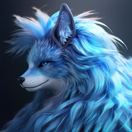 a blue and white furry animalの素材