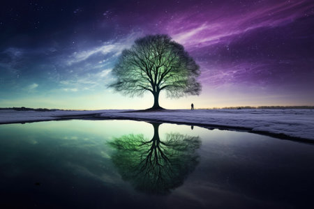 a tree in the snowの素材