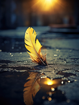 a feather sticking out of the groundの素材