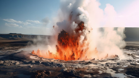 a volcano erupting with smokeの素材
