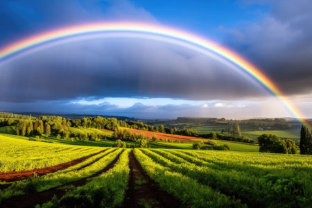 a rainbow over a field