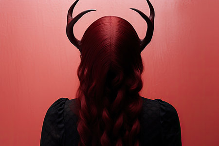 a person with red hair and hornsの素材