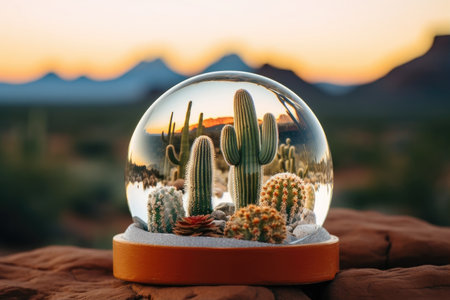 a glass ball with cactus insideの素材