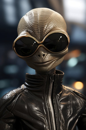 a alien wearing sunglassesの素材