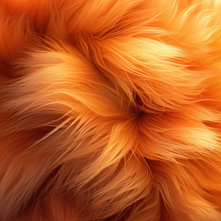 close up of a fluffy orange and white furの素材
