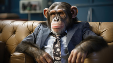 a monkey wearing a suit and tieの素材