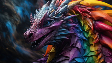 a dog with a bunch of colorful flowers around itの素材