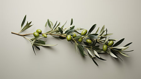 a branch with green olivesの素材