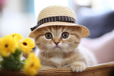 a cat wearing a hatの素材