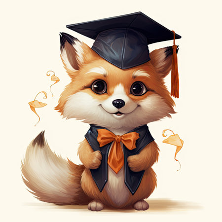 a dog wearing a graduation cap and gownの素材