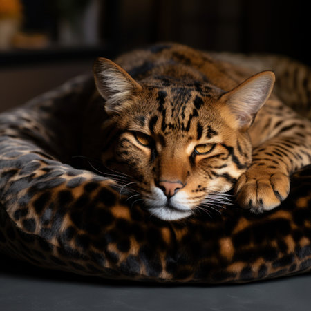 a tiger lying on a bedの素材