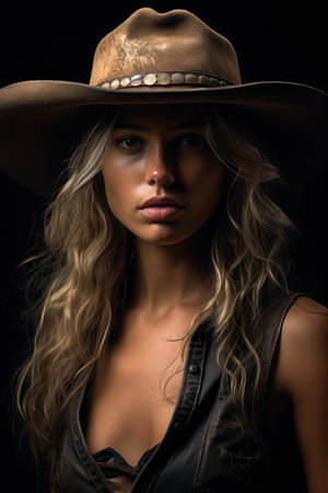 a woman wearing a hatの素材