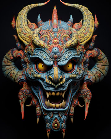 a colorful mask with a faceの素材